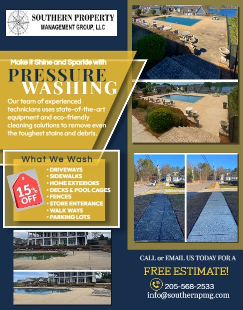 A flyer for pressure washing.