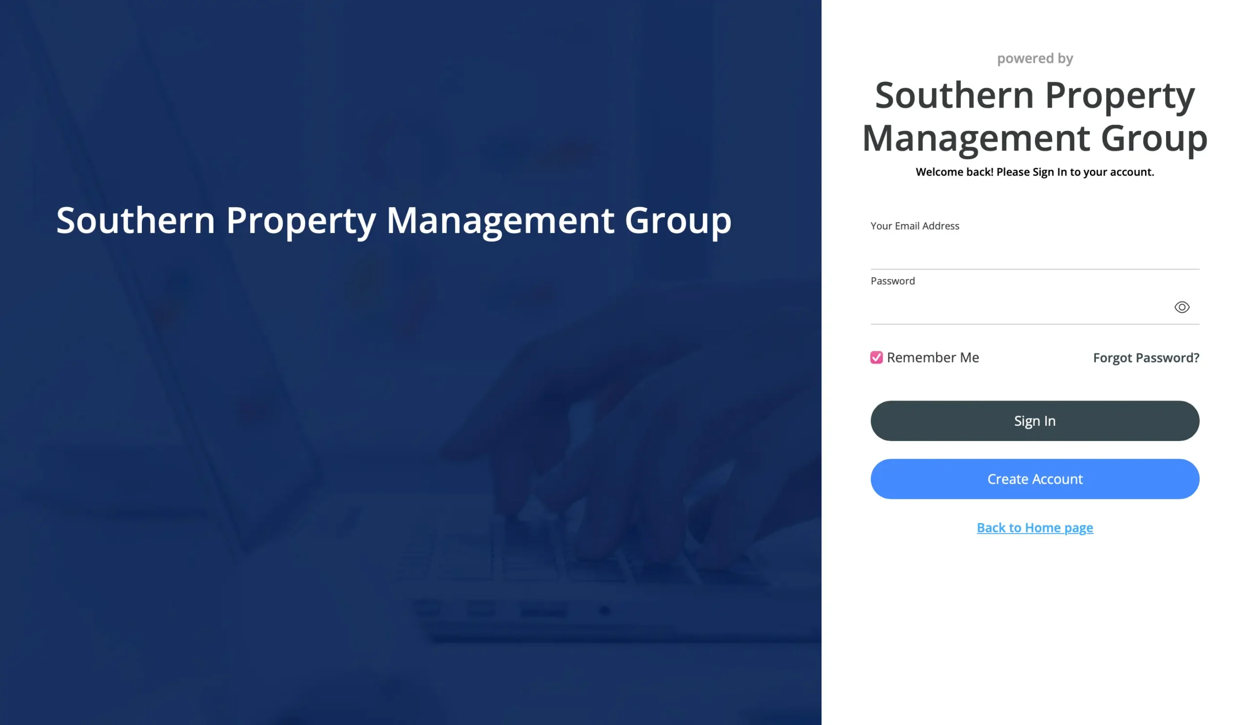 Southern Property Management Group account page